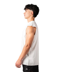 UNFINISHED CUT TEE. - White